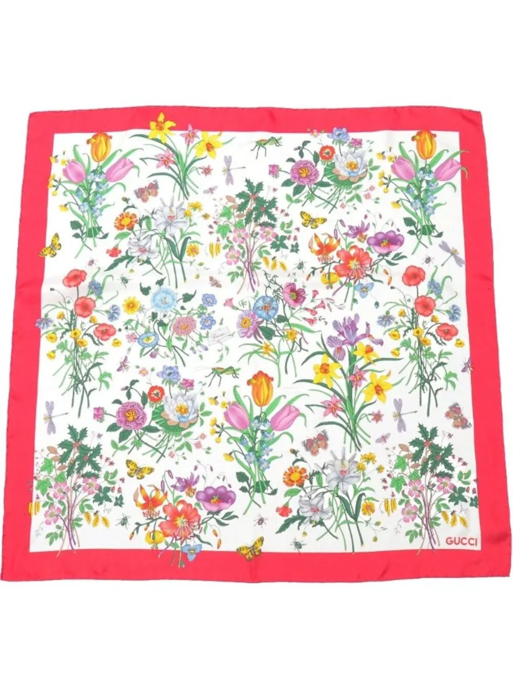 Gucci Vintage Flora Scarf Silk Twill